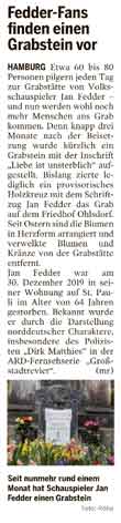 Artikel ber Grab von Jan Fedder