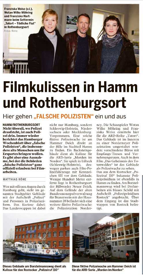 Foto und Artikel Filmkulissen in Hamm / Rothenburgsort