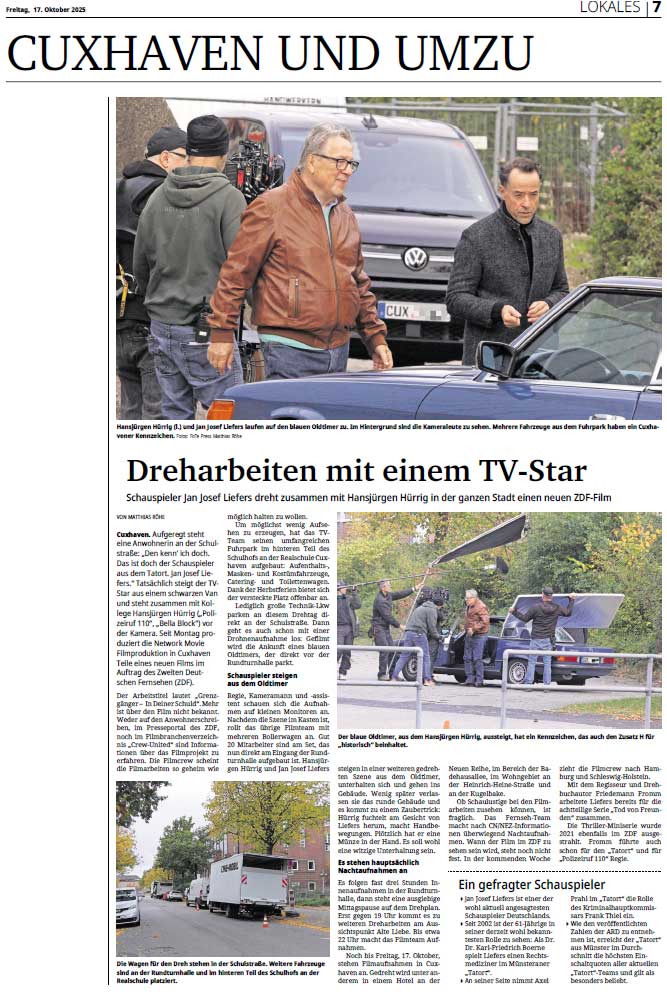 Text und Fotos anlässlich der Dreharbeiten für Grenzgänger in Cuxhaven