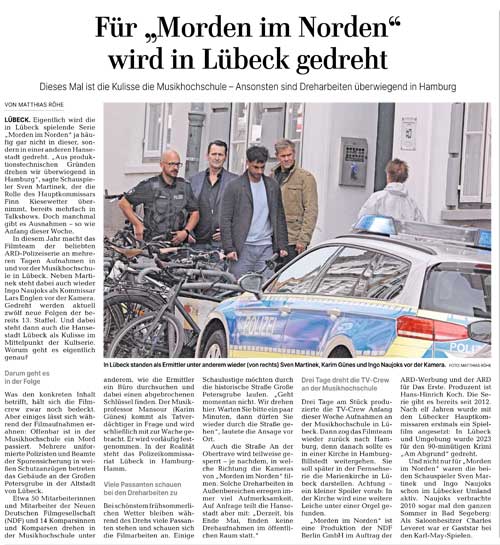 Foto und Text über Dreharbeiten für Morden im Norden