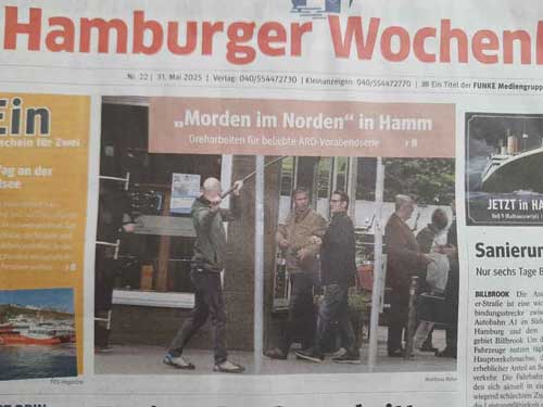 Foto und Text über Dreharbeiten für Morden im Norden