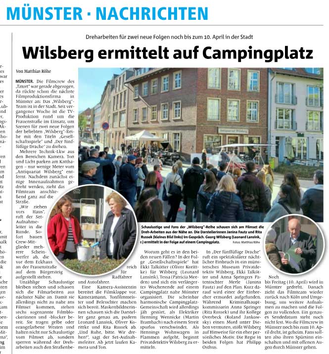 Text und Fotos über die Dreharbeiten für die ZDF-Krimireihe Wilsberg in Münster