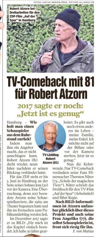 Foto von Schauspieler Robert Atzorn bei Dreharbeiten für einen neuen ZDF-Film